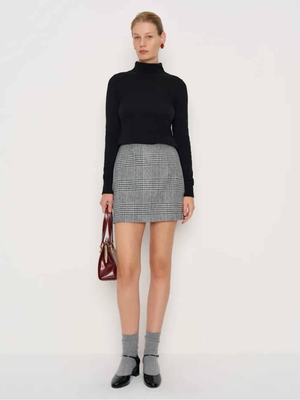 NWT Reformation black-and-white check Veranda Mini Skirt size 8